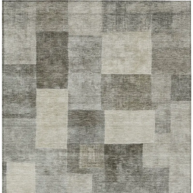 10' X 14' Taupe Geometric Washable Indoor Outdoor Area Rug