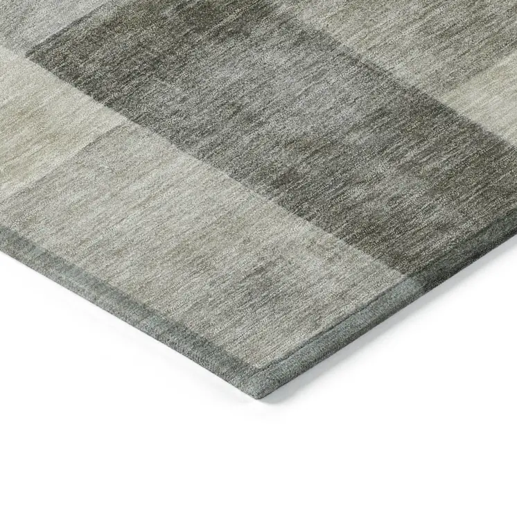 10' X 14' Taupe Geometric Washable Indoor Outdoor Area Rug