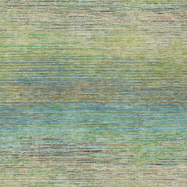 8' X 10' Artichoke Green Striped Washable Indoor Outdoor Area Rug