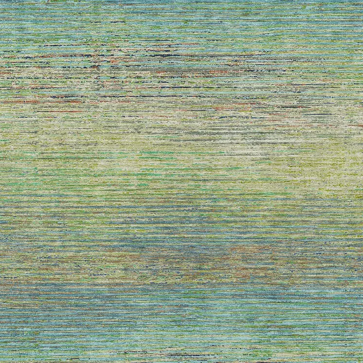 9' X 12' Artichoke Green Striped Washable Indoor Outdoor Area Rug