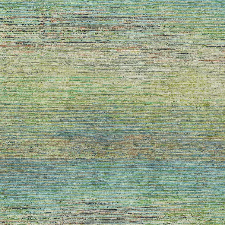 10' X 14' Artichoke Green Striped Washable Indoor Outdoor Area Rug