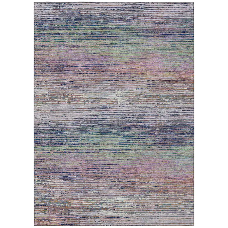 3' X 5' Blush Striped Washable Indoor Outdoor Area Rug