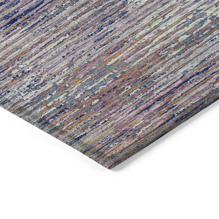 3' X 5' Blush Striped Washable Indoor Outdoor Area Rug
