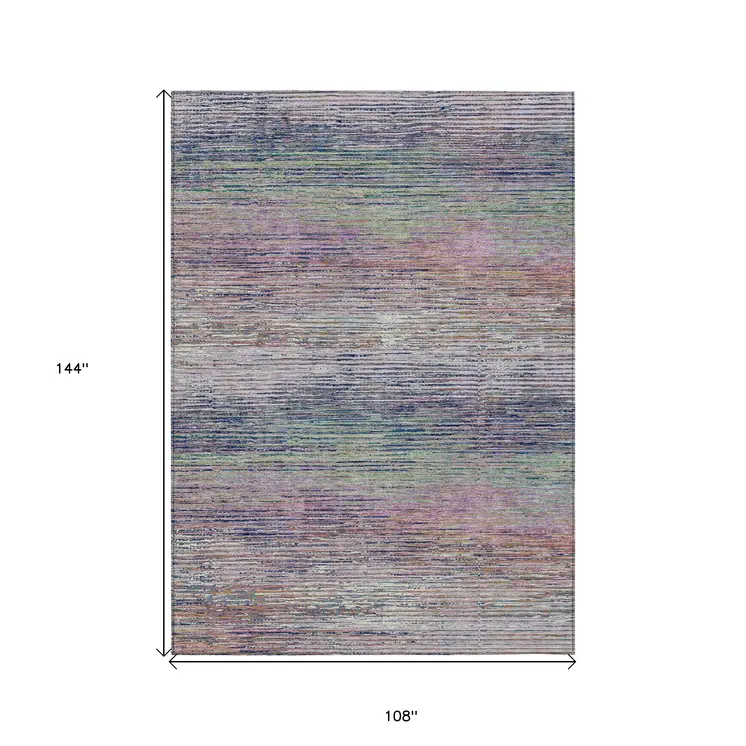 9' X 12' Blush Striped Washable Indoor Outdoor Area Rug