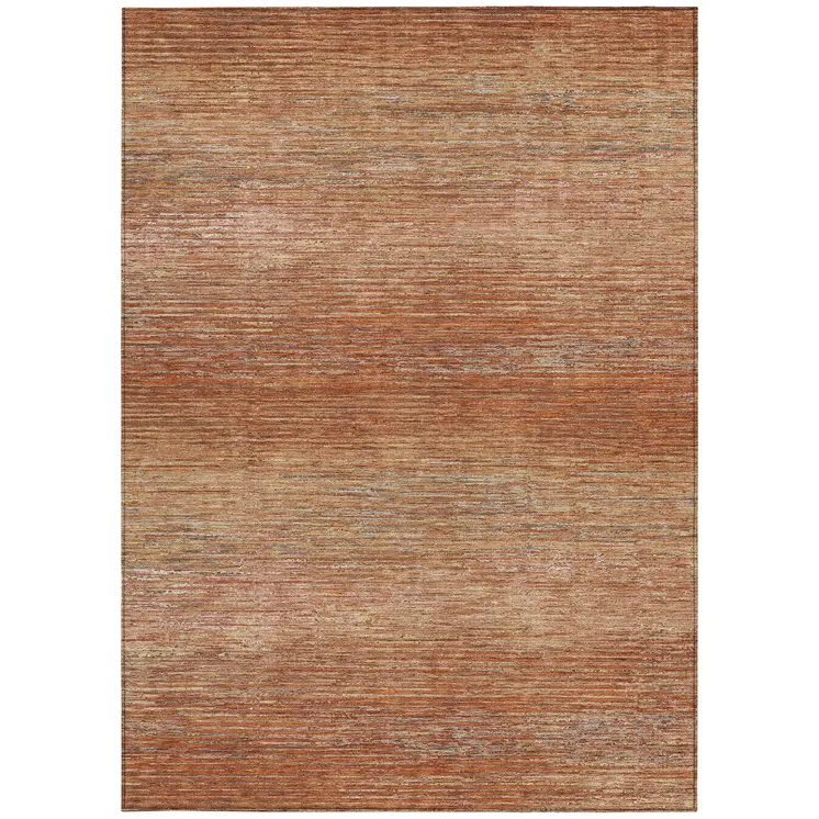 10' X 14' Copper Striped Washable Indoor Outdoor Area Rug