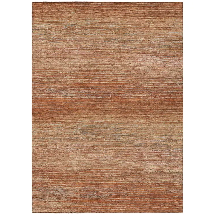 10' X 14' Copper Striped Washable Indoor Outdoor Area Rug