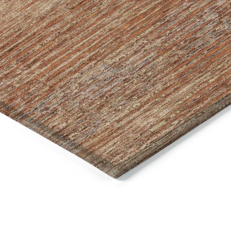 10' X 14' Copper Striped Washable Indoor Outdoor Area Rug