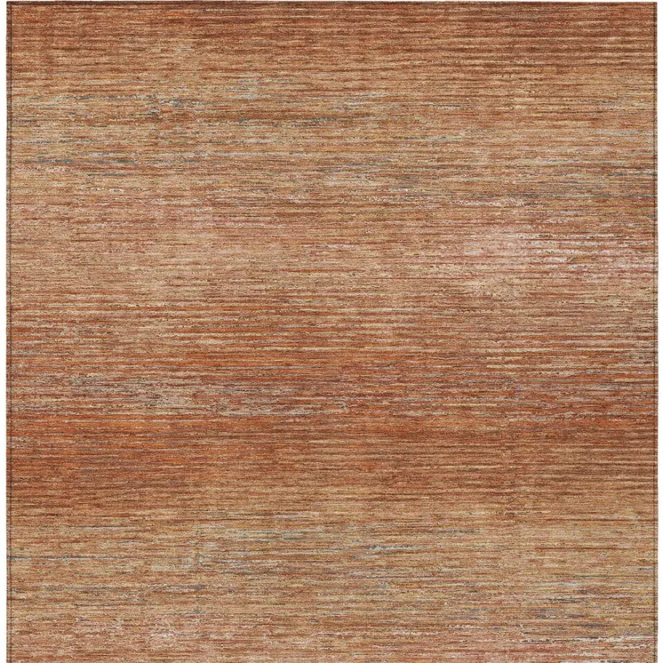 10' X 14' Copper Striped Washable Indoor Outdoor Area Rug