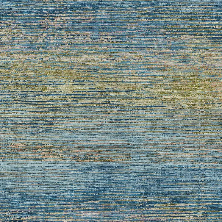 3' X 5' Denim Blue Striped Washable Indoor Outdoor Area Rug