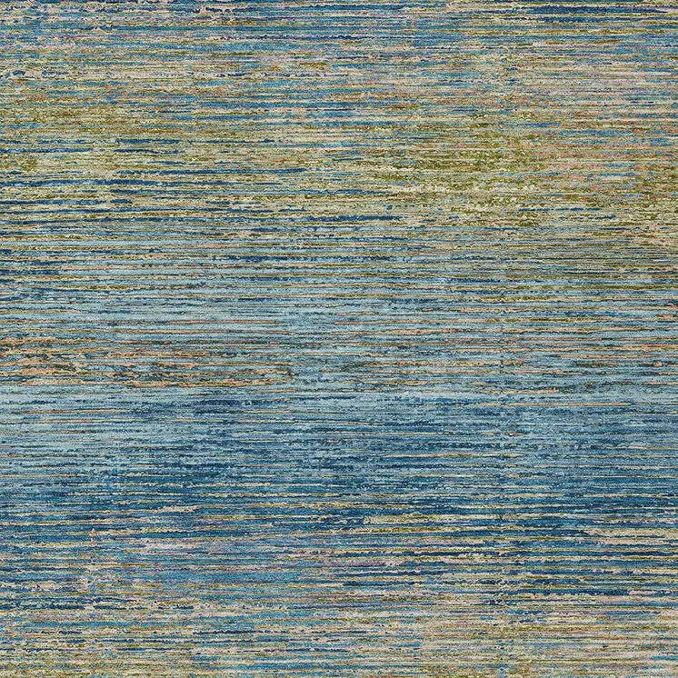 5' X 8' Denim Blue Striped Washable Indoor Outdoor Area Rug