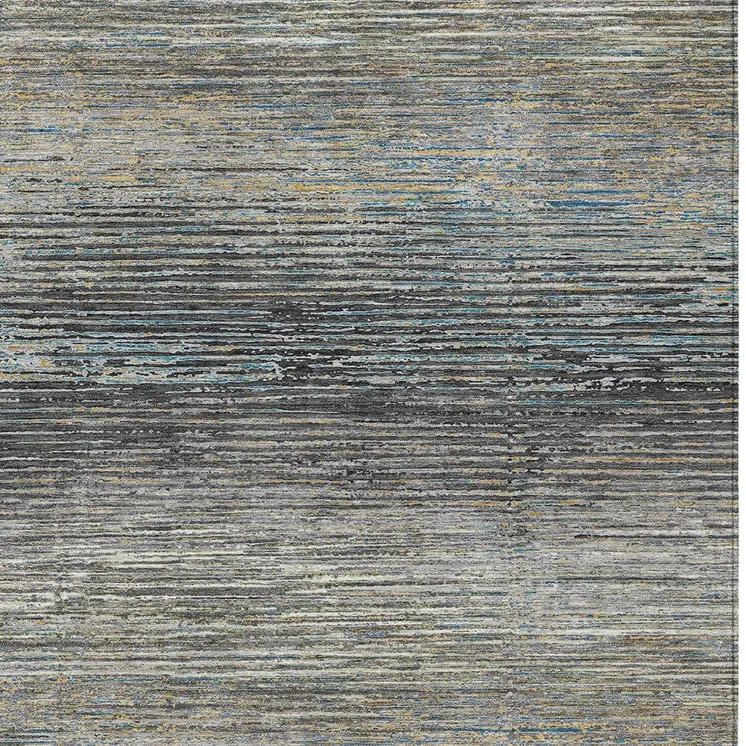 10' X 14' Granite Gray Striped Washable Indoor Outdoor Area Rug