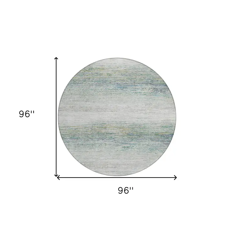 8' Linen Round Striped Washable Indoor Outdoor Area Rug