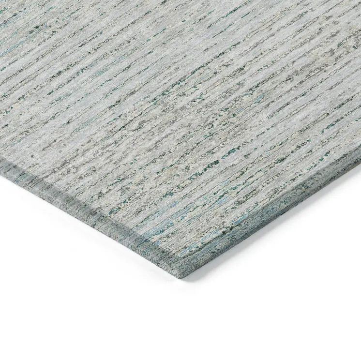 8' X 10' Linen Striped Washable Indoor Outdoor Area Rug
