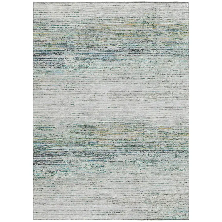 8' X 10' Linen Striped Washable Indoor Outdoor Area Rug