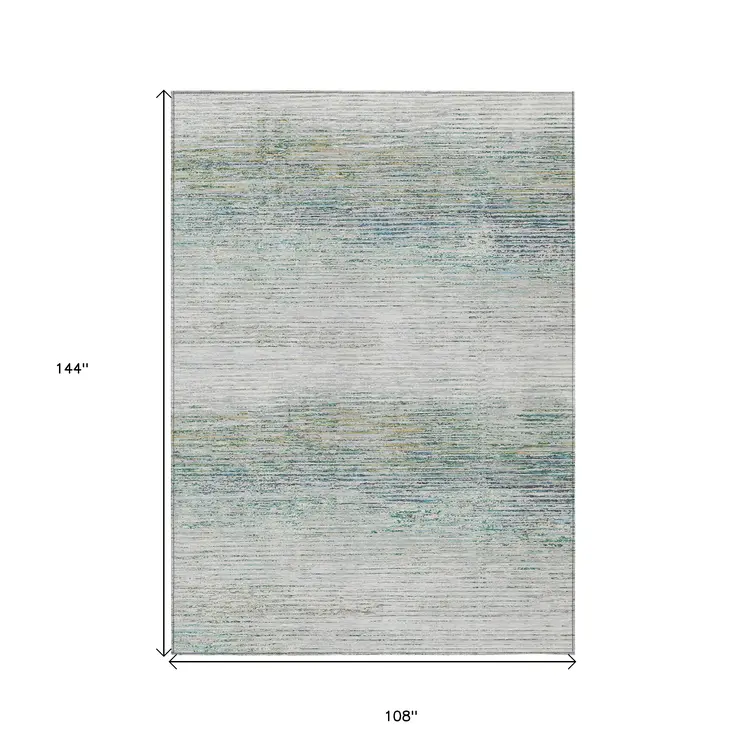 9' X 12' Linen Striped Washable Indoor Outdoor Area Rug