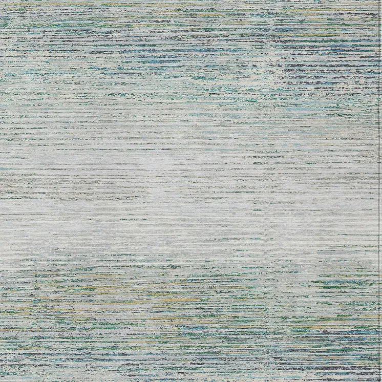 9' X 12' Linen Striped Washable Indoor Outdoor Area Rug