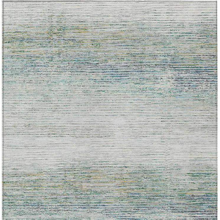 10' X 14' Linen Striped Washable Indoor Outdoor Area Rug