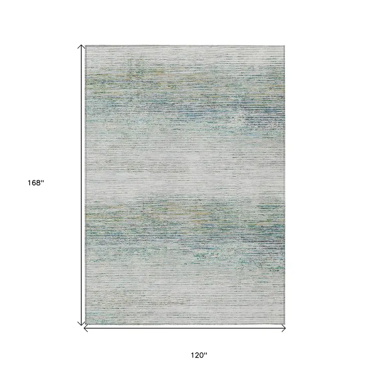 10' X 14' Linen Striped Washable Indoor Outdoor Area Rug