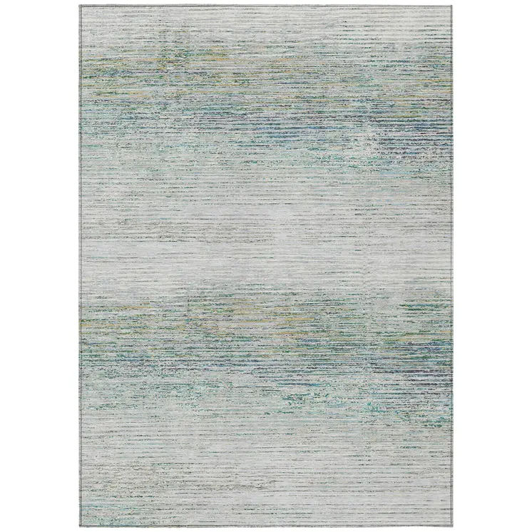 10' X 14' Linen Striped Washable Indoor Outdoor Area Rug