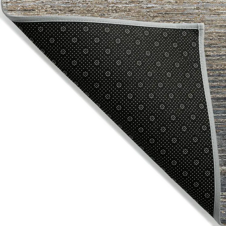 3' X 5' Pewter Striped Washable Indoor Outdoor Area Rug