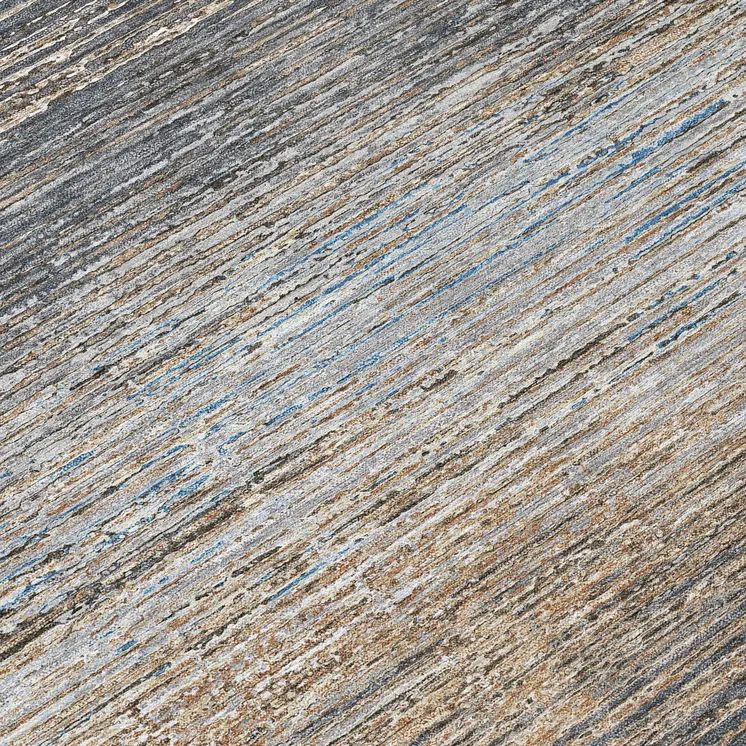 8' Pewter Round Striped Washable Indoor Outdoor Area Rug