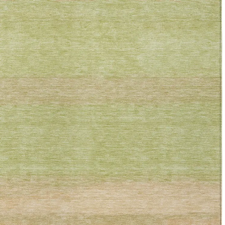 3' X 5' Artichoke Green Striped Washable Indoor Outdoor Area Rug