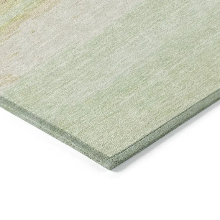 5' X 8' Artichoke Green Striped Washable Indoor Outdoor Area Rug