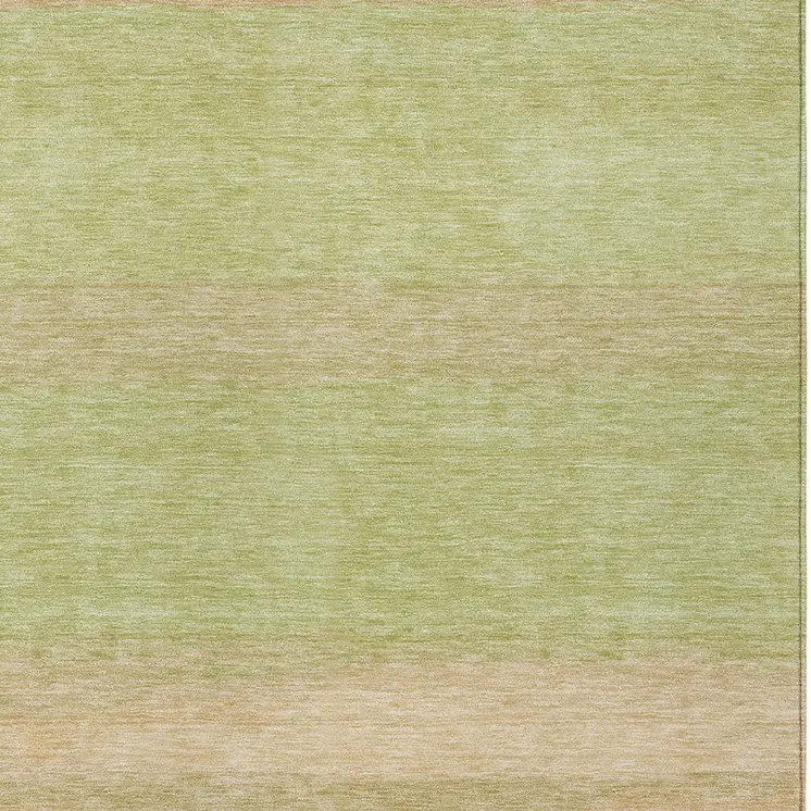 5' X 8' Artichoke Green Striped Washable Indoor Outdoor Area Rug