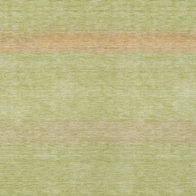 9' X 12' Artichoke Green Striped Washable Indoor Outdoor Area Rug