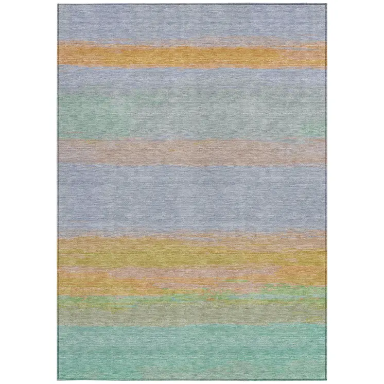 3' X 5' Lavender Striped Washable Indoor Outdoor Area Rug