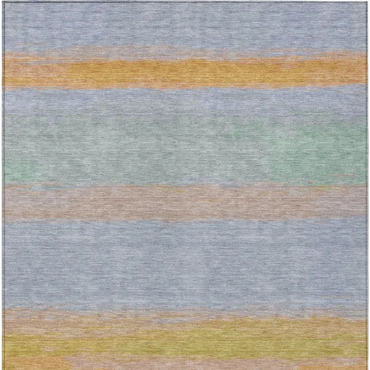 5' X 8' Lavender Striped Washable Indoor Outdoor Area Rug