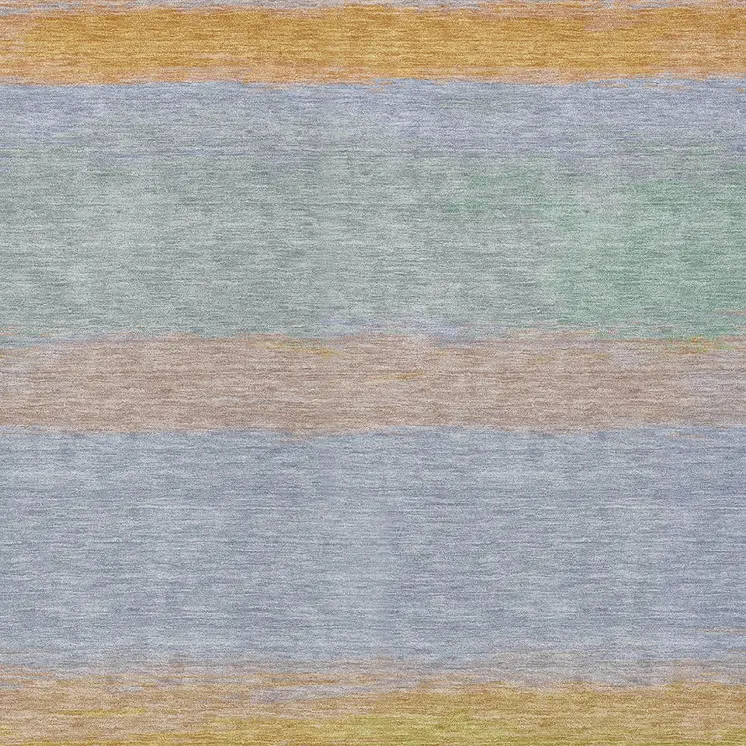 5' X 8' Lavender Striped Washable Indoor Outdoor Area Rug