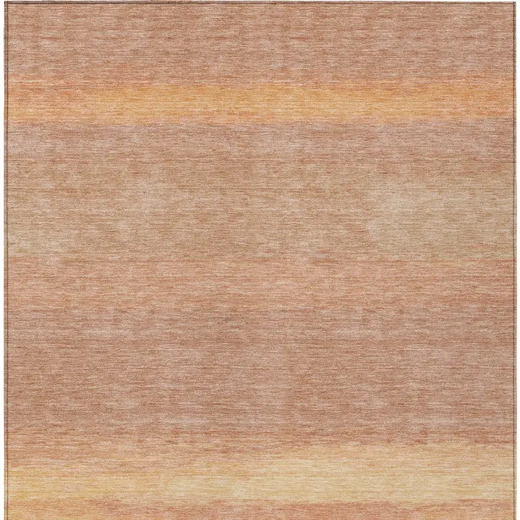 8' X 10' Salmon Striped Washable Indoor Outdoor Area Rug