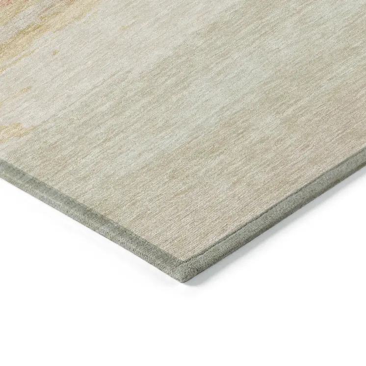 10' X 14' Salmon Striped Washable Indoor Outdoor Area Rug