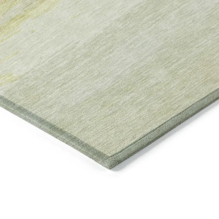 5' X 8' Tan Striped Washable Indoor Outdoor Area Rug