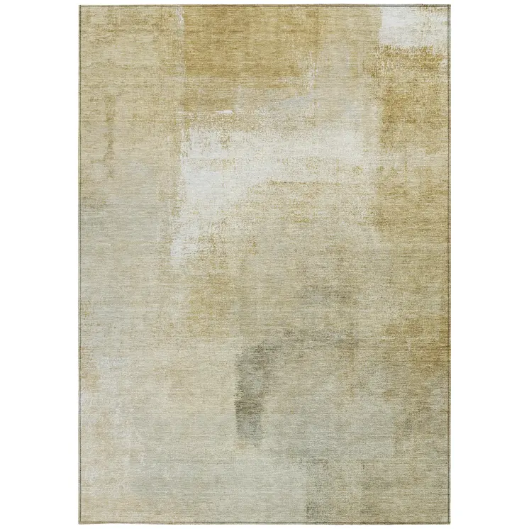 8' X 10' Wheat Striped Washable Indoor Outdoor Area Rug