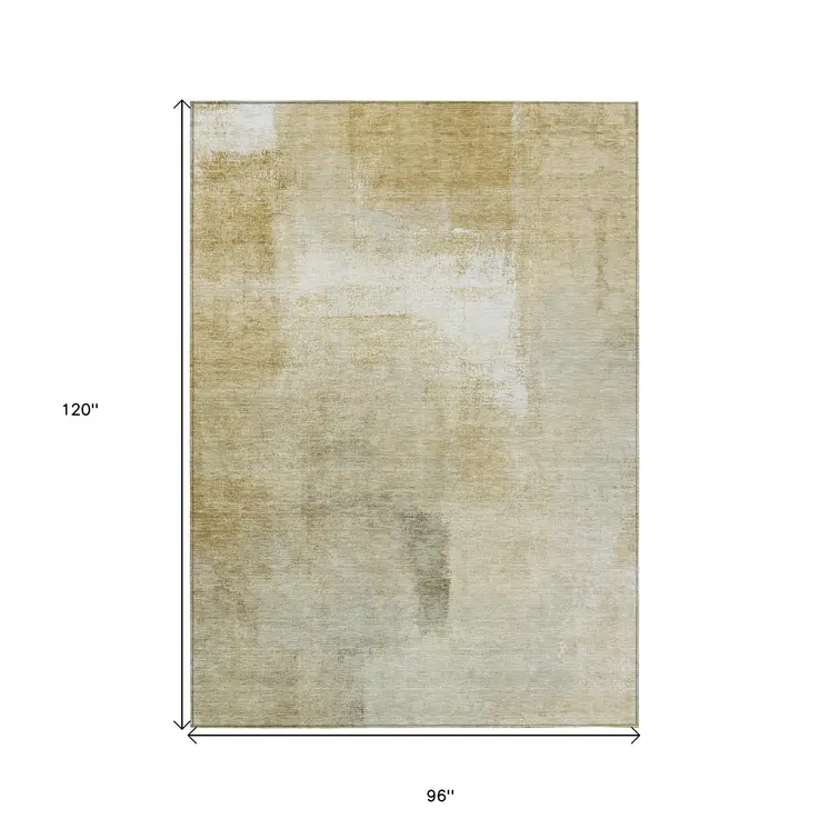 8' X 10' Wheat Striped Washable Indoor Outdoor Area Rug