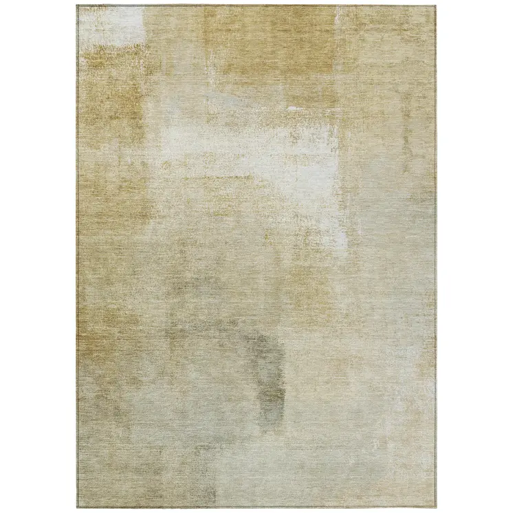 8' X 10' Wheat Striped Washable Indoor Outdoor Area Rug