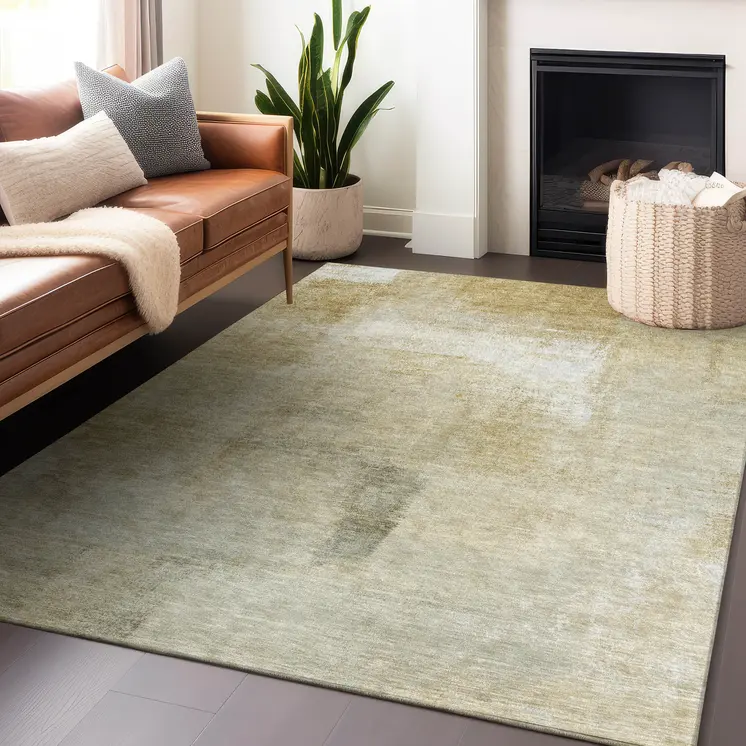 8' X 10' Wheat Striped Washable Indoor Outdoor Area Rug
