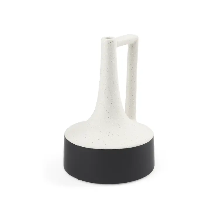 10" Black And White Ombre Ceramic Jug Vase