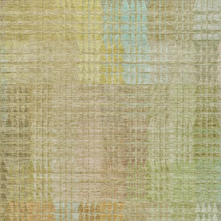 3' X 5' Beige Geometric Washable Indoor Outdoor Area Rug
