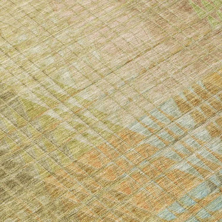 8' Beige Round Geometric Washable Indoor Outdoor Area Rug
