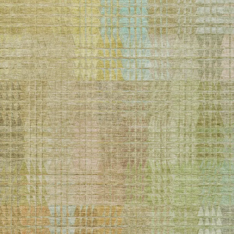 9' X 12' Beige Geometric Washable Indoor Outdoor Area Rug