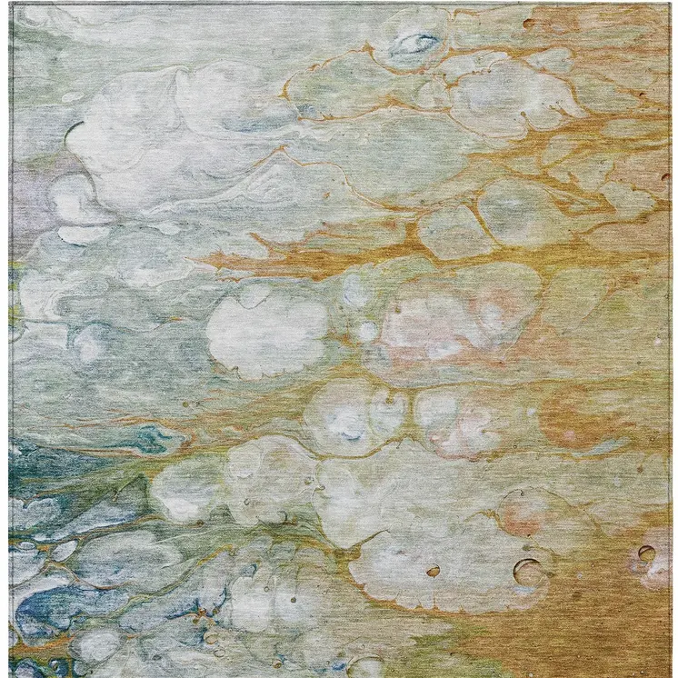 9' X 12' Orange Abstract Washable Indoor Outdoor Area Rug