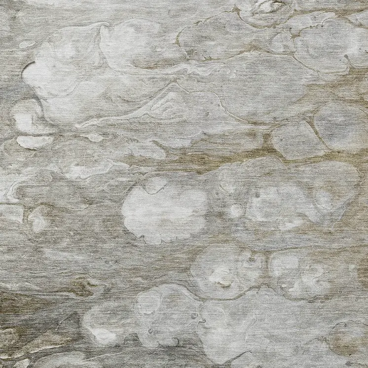 3' X 5' Taupe Abstract Washable Indoor Outdoor Area Rug