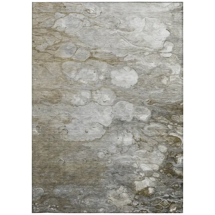 8' X 10' Taupe Abstract Washable Indoor Outdoor Area Rug