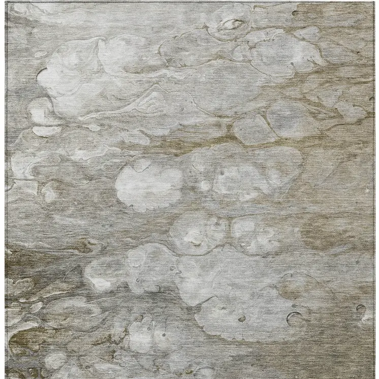 8' X 10' Taupe Abstract Washable Indoor Outdoor Area Rug
