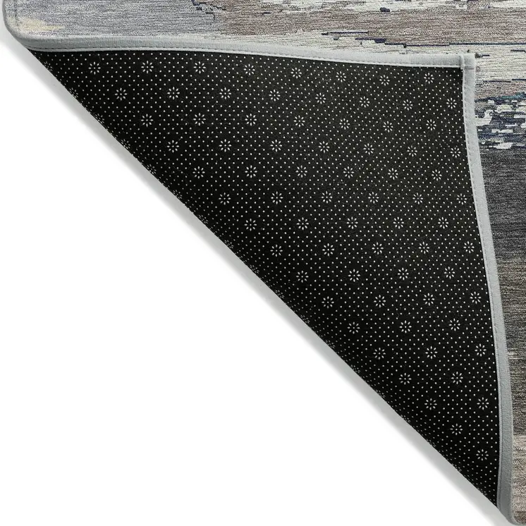 10' X 14' Black Abstract Washable Indoor Outdoor Area Rug