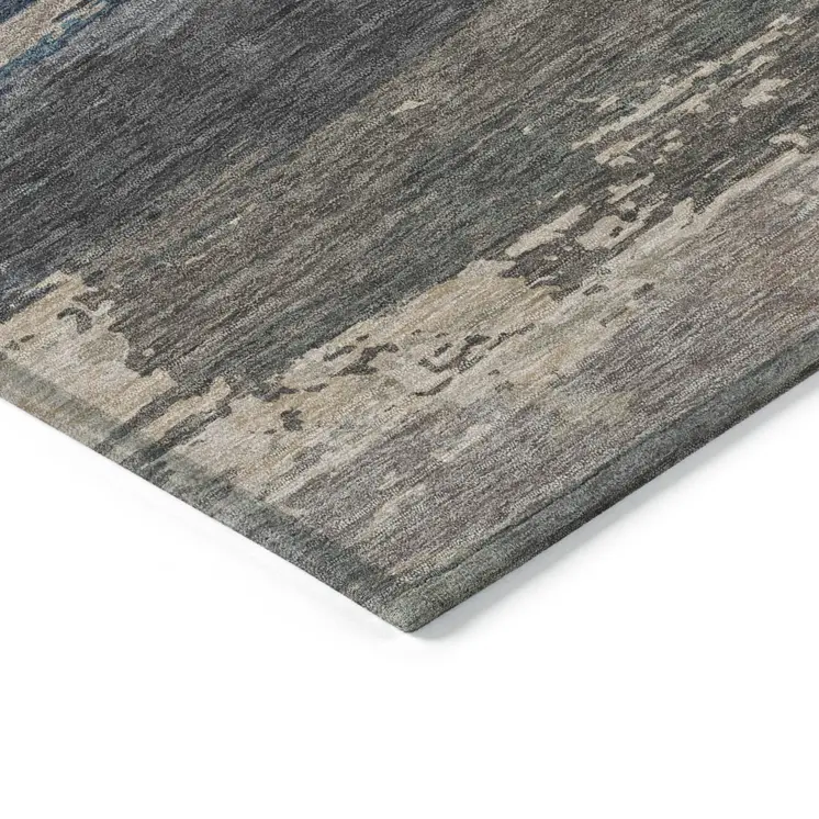 10' X 14' Black Abstract Washable Indoor Outdoor Area Rug