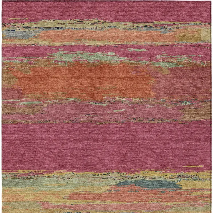3' X 5' Blush Abstract Washable Indoor Outdoor Area Rug
